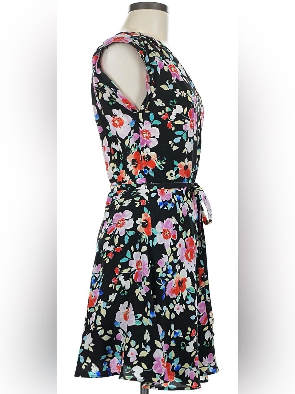 Yumi Kim Soho Mixer Silk Black Floral Wrap Mini Dress Sz M View 4
